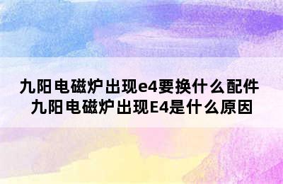 九阳电磁炉出现e4要换什么配件 九阳电磁炉出现E4是什么原因